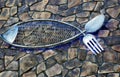 Seafood restaurant sign design metal fish spoon fork